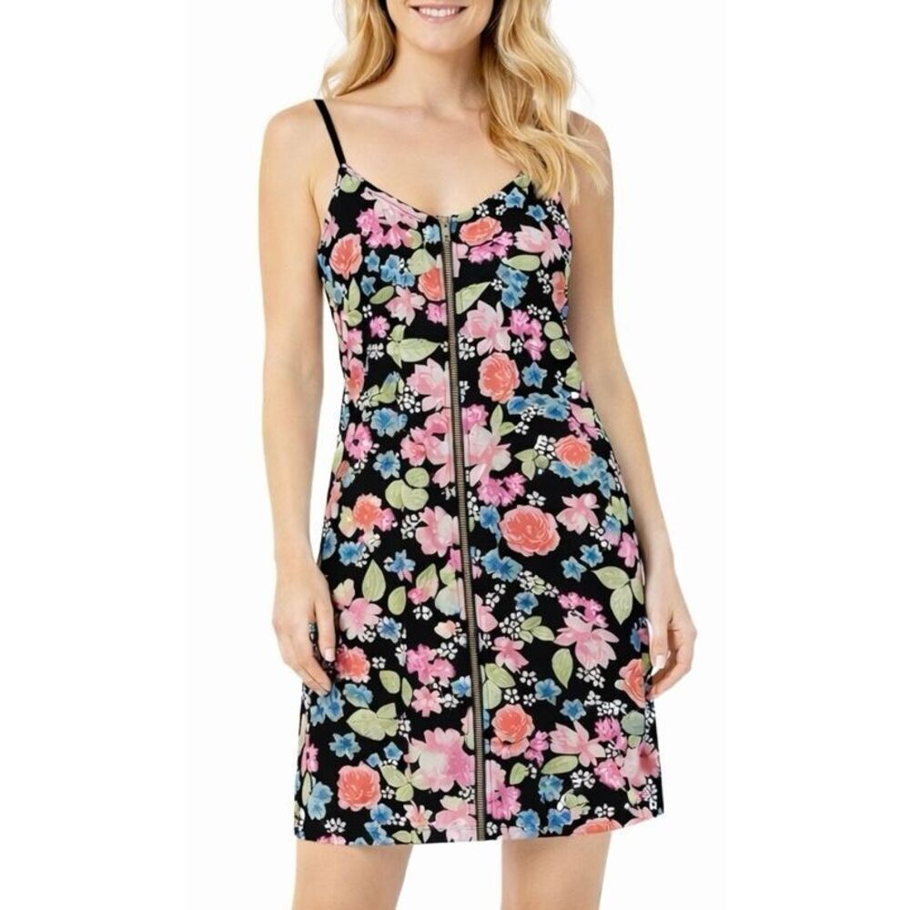 H&M NWT floral bodycon zip front mini dress 12
